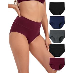 INNERSY Women's Underwear Cotton Briefs High Waisted Breathable Panties 5 Pack 2XL