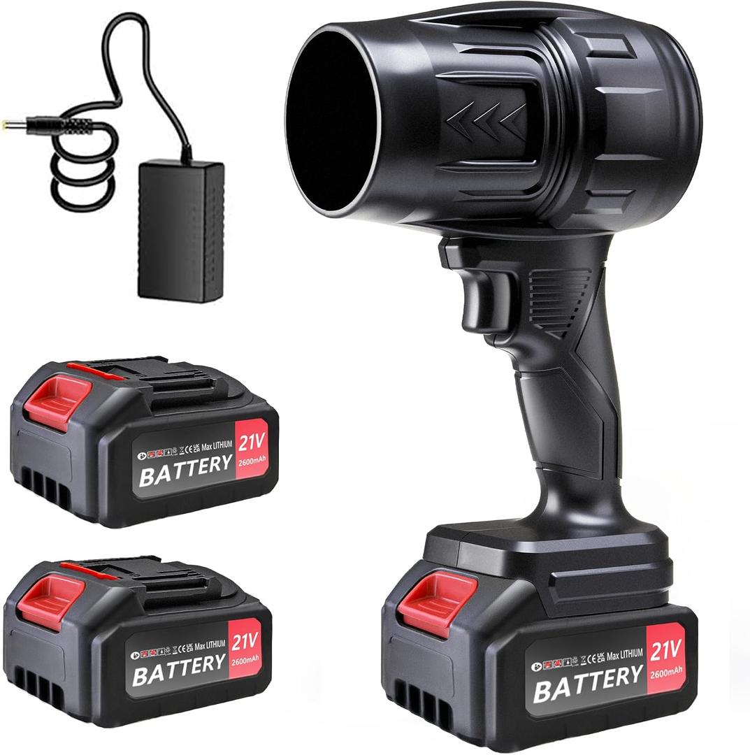 21V Cordless Leaf Blower with Batteries and Charger–980000RPM,Lightweight High-Speed Air Blower for Lawn Care,Patio& Driveway to Cleaning Leaves and Dust,2.6AH Batteries