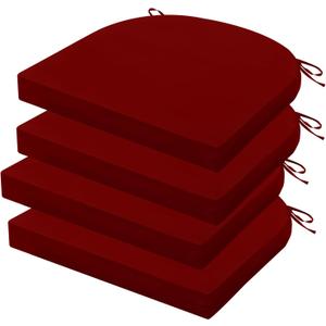 HOMELYSIAN Outdoor Chair Cushions Set of 4, 17 x 16 Inch Patio Chair Cushions for Outdoor Furniture, Water Resistant Outdoor Patio Chair Cushions with Non-Slip Ties(Dark Red)