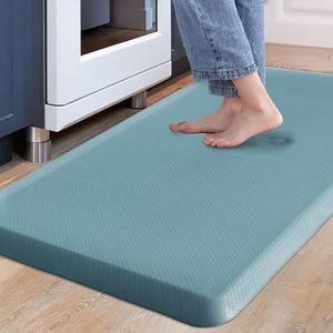 Carvapet Anti Fatigue Mat Kitchen Floor Cushioned Comfort Mat Waterproof Non-Slip Standing Desk Mats and Rugs Heavy Duty PVC Ergonomic Foam Mat for Home Kitchen Office Laundry, Teal, 17.3" x 39"
