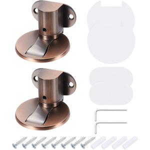 uxcell 2Pcs Magnetic Door Stopper, Silent Magnetic Floor Door Stop, Adjustable Floor Door Catch with Adhesive Tape and Screws Shock Absorbing for Bedroom Office Bathroom, Red Bronze