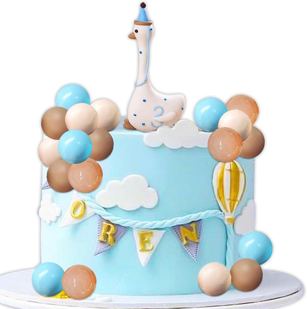 2 x One Silly Goose Cake Topper,Little Goose Cake Topper One Silly Goose Birthday Decor Goose Party Decorations 1st Birthday Supplies(Blue Theme)