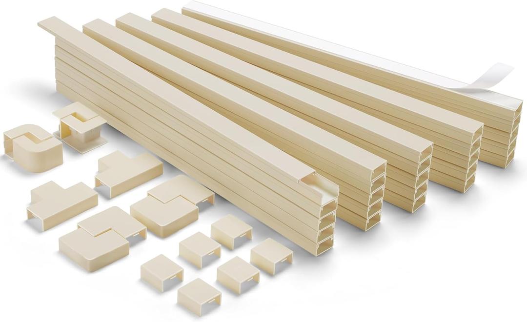 LZEOY 392.5in Wire Covers for Cords Kit - Beige Cord Cover, Wall Wire Hiders, TV Cable Hider, Cord Hider - Mounted TV, Cord Concealer - 25 x 15.7 W 0.95H 0.55in