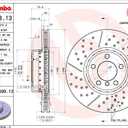 Brembo 09.C398.13 Composite two piece UV Coated Pillar Vented drilled + Slotted Front Brake Rotor BMW/BMW (BRILLIANCE) OE# 34106797602