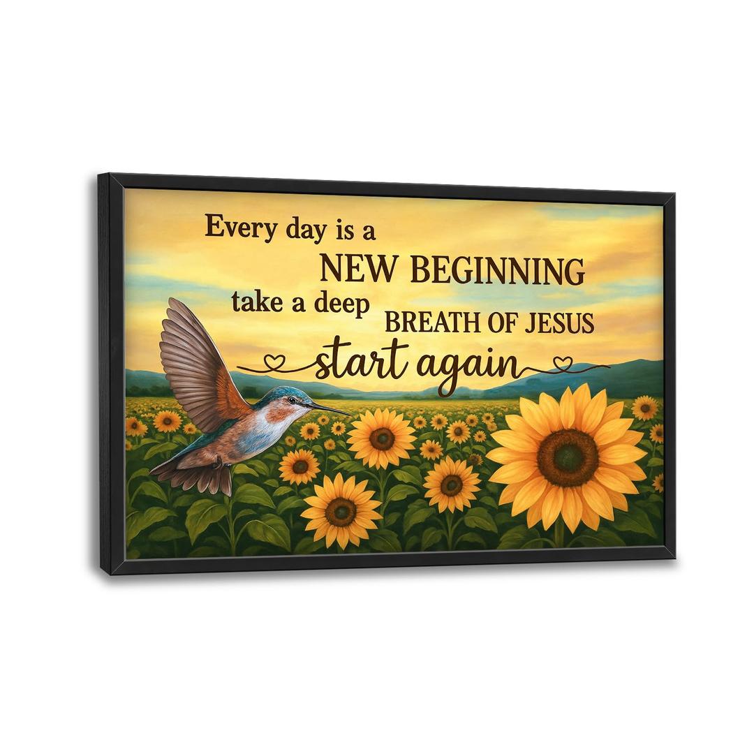 Sunflower Large Wall Art for Living Room Big Sunflower Hummingbird Pictures Canvas Wall Decor Inspirational Painting Artwork Motivational Framed Decoration for Bedroom Bathroom Office 24"x36"