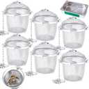 6 Pcs Ultrasonic Watch Parts Cleaner Baskets Stainless Steel Jewelry Steam Cleaner Parts Basket Mesh Ball Cleaning Small Holder with Lock Hook for Watch Cleaning Solution(Silver)