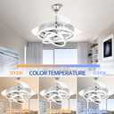 42" Retractable Ceiling Fan with Lights Remote Modern Fandelier Chandelier Ceiling Fans Quiet Reversible DC Motor 3000K-6000K Dimmable LED 3 Colors 6 Wind Speeds for Bedroom Living Room