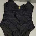 Womens Slimming Tummy Control Swimsuit Ruched One Piece Bathing Suit Sexy V Neck U-Shape Wire Swimwear (Large, Black Solid)
