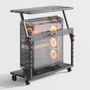 24In Large PC Stand, 5 Levels Height Adjustable Computer Tower Stand with Wheels and Hooks, CPU Holder Cart for Floor, Carpet and Under Desk, Easy AssemblyNOT Including Power Strips (Black)