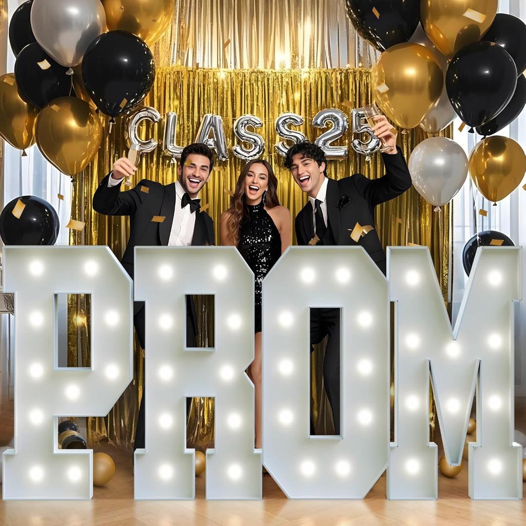 PROM Decorations 2025 Marquee Letters: Graduation Decorations Class of 2025 Large Marquee Light Up Letters 4 Feet Tall College High School Grad PROM Party Sign White Light Backdrop