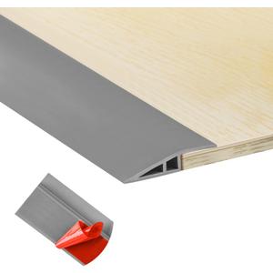 10Ft Carpet Floor Transition Strip, Self Adhesive Floor Edging Trim Strip, PVC Threshold Cover for Doorway, Floor Divider Strip Suitable for Threshold Transitions with a Height Less Than 15 mm - Gray