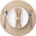 Round Placemats Set of 4 Woven Placemats Washable Braided Table Mats for Dining Table Heat Resistant Non-Slip Circle Place Mats(Beige)
