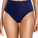 Tempt Me Womens High Cut High Waisted Bikini Bottoms Tummy Control Bathing Suit Bottoms Swim Bottom Swimsuit Bottom Medium