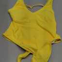 Sexy Backless Cheeky High Cut Leg Thong V Neck One Piece Swimsuit (Small, Yellow)