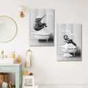 Framed Bathroom Wall Art Funny Kids Bathroom Decor Black and White Canvas Wall Art Pictures Elephant Bathing Animals Abstract Prints for Bedroom Poster 16x24x2Inch Ready to Hang