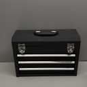 Gornoxblif 3 Drawer Metal Tool Box, Portable Metal Tool Box with EVC Liners and Latches Closure, Heavy Duty Steel Tool Chest with Ball Bearing Opening and Powder Coated Finish, Black