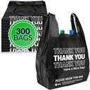 Reli. Thank You Plastic Bags | 300 Pack | (11.5" x 6.5" x 21"), Black | Plastic Bags with Handles | Ideal for Grocery, Shopping, Food Take Out, Restaurants, Small Business