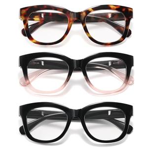 kunchu Reading Glasses for Women - Oprah Blue Light Reading Glasses with Spring Hinge, Anti-Glare/Eyestrain Computer Readers (3 Pack, 2.25X)