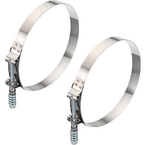 PATIKIL T-Bolt Hose Clamps with Spring, 2 Pack 304 Stainless Steel Adjustable Worm Hose Clamp Working Range 152-160mm(6-6.3") for 6" Hose ID