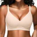 Wireless Jelly Bras for Women No Underwire - Seamless Padded T-Shirt Bralette with Support, Comfortable Everyday Bra (White, M)