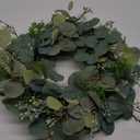 Eucalyptus Wreaths for Front Door 20", Handmade Green Leaves Wreath for Summer, Spring and All Seasons, Greenery Floral Wreath for Wall and Outside