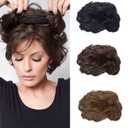 Women Short Human Hair Topper Closure Curly Wiglet Hairpiece Clip in Top Hairpiece Natural Weaving Hair Replacement for Thinning Hair 13x14cm(Light Brown 6")