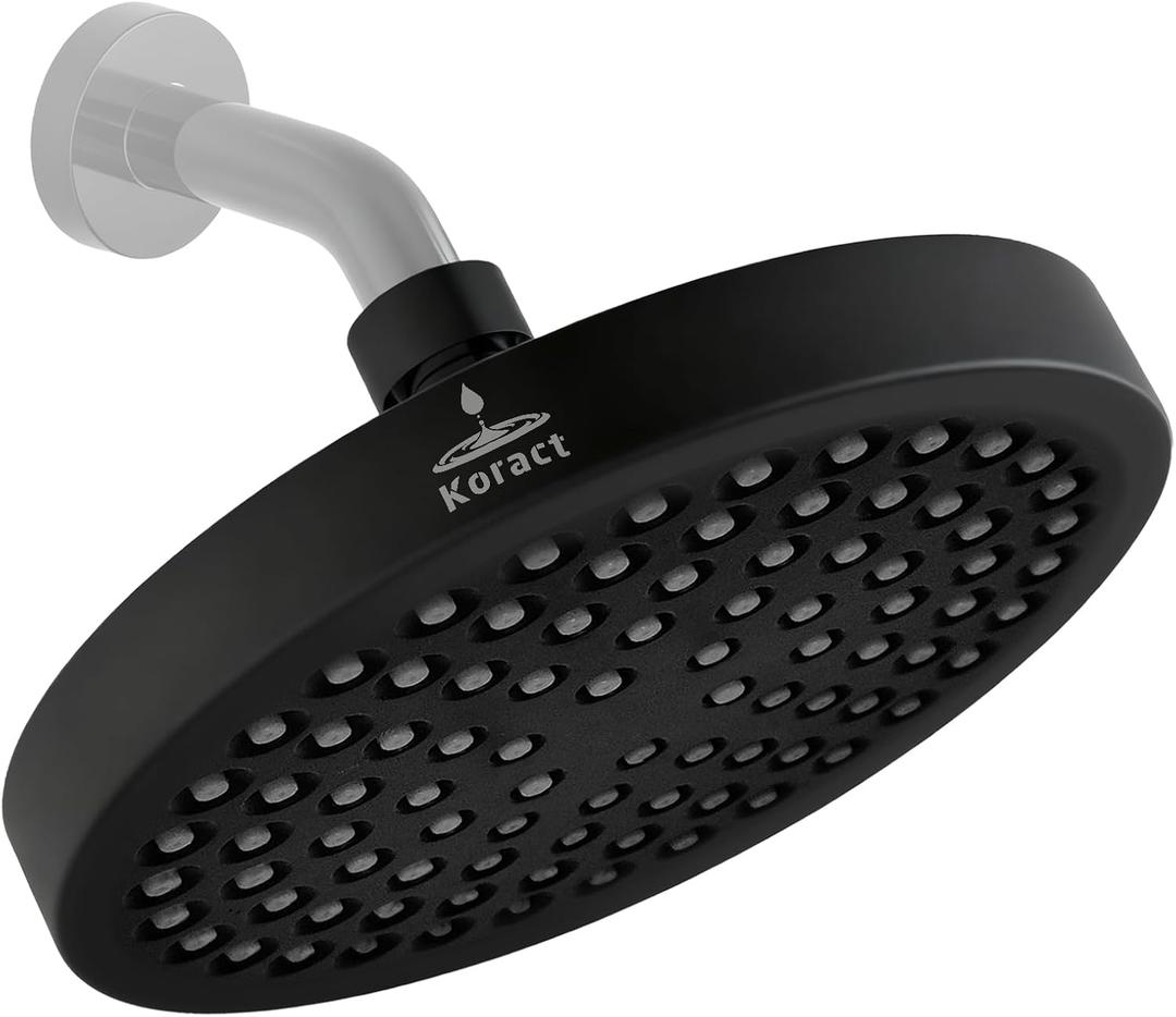 Shower Head High Pressure Rain Premium Quality Luxury Design Anti-Clogging Silicone Nozzles Adjustable Replacement for Bathroom Shower Heads (6 inch Round) (Matte Black)