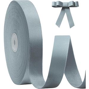 Dusty Blue Velvet Ribbon Double Faced 1 Inch x 20 Yard Blue Ribbon for Christmas Tree Ornaments Wreath Gift Wrapping Bow Making and Wedding Decoration