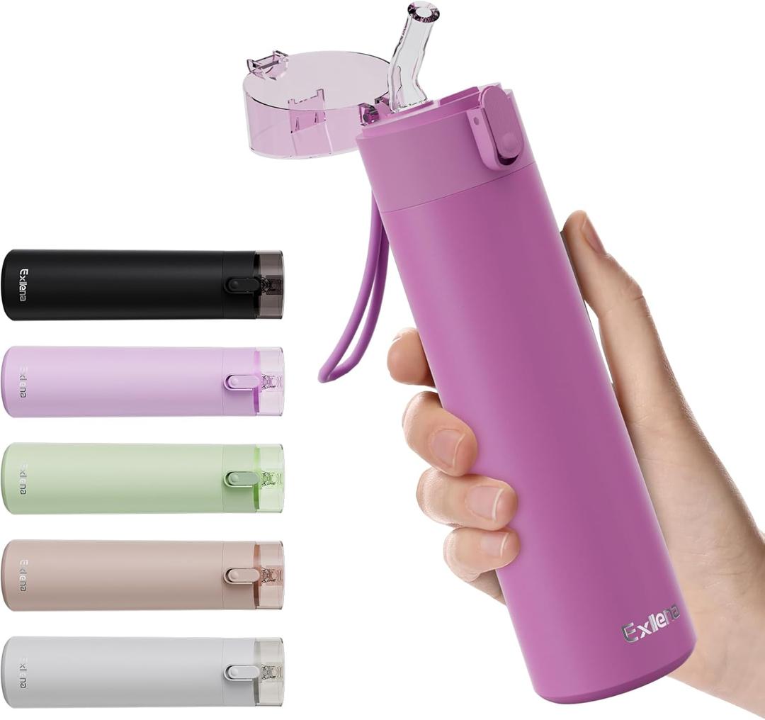 9oz Small Water Bottles with Straw, Mini Water Bottle with One-Hand Open Design, Leak-Proof Locking Lid for Hot&Cold Drinks, Small Travel Water Bottle - 100% Leakproof for School, Travel...(Lavender)