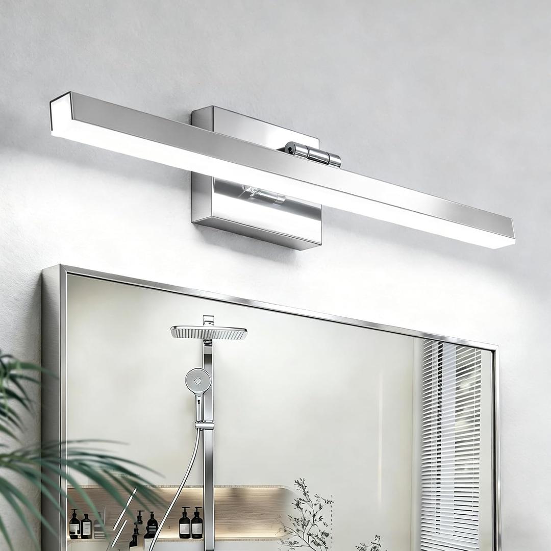 IZORRO Modern Bathroom Vanity Light 24 inch, Rotatable, 16W Dimmable Led Bathroom Light Fixture Over Mirror, Chrome Vanity Light Bar (Cool White 6000K)