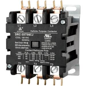 SUNLEE 60 Amp 75 RES 3 Pole 120v coil SunLee DP Contactor A2L Compliant UL Recognized & Approved for UL 60335 HVAC Contactor 42EF35AF equivalent