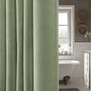 Linen Shower Curtain Green, Fabric Boho Farmhouse Shower Curtains for Bathroom Cotton Natural Cloth Liner Set 72" W x 72" L