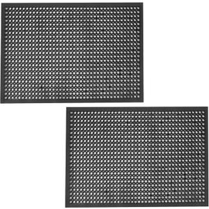 Anti Fatigue Outdoor Rubber Floor Mat 2 Pack Commercial Restaurant Kitchen Mats for Floors Non-Slip Bar Floor Mats Rubber Door mat Drainage Mats Utility Garage Use 36" x 60" Black