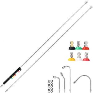 135 Inch(11.25ft) Pressure Washer Extension Wand for Gutter Roof, 6 Pcs Pressure Washer Gutter Cleaner Attachment with 6 Pcs Nozzle Tips, 1/4 Quick Connect Fitting(4000 PSI)