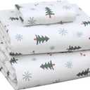 RUVANTI Flannel Sheets Twin Size - 100% Cotton Double Brushed Twin Sheets Set, Deep Pockets 16 Inches, All Seasons Breathable & Extra Soft Bed Sheets, Warm & Cozy, 3 Piece, Berry & Pine