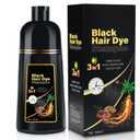 3 IN 1 Hair Color Shampoo Dye For Women & Men Natural Herbal Plant Semi Permanent Grey Hair Cover Treated, 16.9 Fl Oz, Black