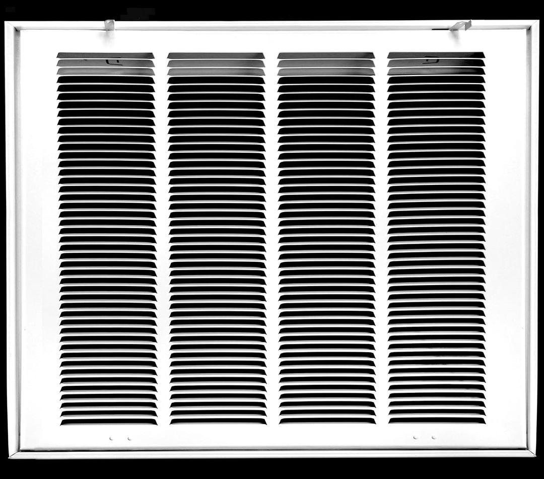 HVAC Premium 22 x 22 Duct opening Steel Return Air Filter Grille, for 1-inch Filter, Fixed Hinged Door, Flat stamped HVAC Vent Cover Grille, Outer Dimensions 24.5 x 24.5