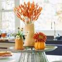 CISDUEO 120pcs Dried Bunny Tails Flowers Orange Lagurus Ovatus Tail Dried Flowers Pampas Grass Natural Dried Floral Arrangement for Boho Fall Decor Autumn Wedding DIY Farmhouse Christmas Halloween