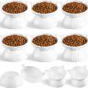 6 Pack Ceramic Raised Cat Bowl, 15 Tilted Anti-Vomiting Cat Food Dish, 5.6 Inch Wide Opening for Stress-Free Eating, Detachable Elevated Feeder for Senior Cats, Kittens, Small Dogs