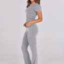 ANRABESS Lounge Sets for Women 2 Piece Foldover Yoga Flare Leggings Pants Crop Tops Casual Y2K Outfits Matching Tracksuit Set (Gray, XXL)