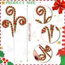 Janinka 12 Pcs Red Green Candy Christmas Tree Picks 11.81 Inches Woolen Bells Candy Cane Curly Picks for Xmas Tree Topper Branches Ornaments Vase Filler Home Decor
