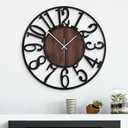 24 Inch Large Metal Wall Clock with Voice and Light Sensor Night Light, Glow in The Dark Non-Ticking Silent Battery Operated Decorative Oversized Wall Clock for Bedroom Living Room Decor
