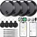 2026 Air Tracker Tags Item Locator for Android & iOS Bluetooth Tracker Smart Tags Compatible with Apple Find My (iOS) & Google's Find Hub(Android) for Keys, Luggage, Wallet, Vehicles Black (4 Pack)
