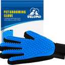 Pet Hair Remover Glove - Gentle Pet Grooming Glove Brush - Deshedding Glove - Massage Mitt with Enhanced Five Finger Design - Perfect for Dogs & Cats with Long & Short Fur - 1 Pack (Right-hand), Blue