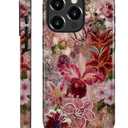 Case Designed for iPhone 16 Pro Max, Hybrid 2-Layer Case, Military-Grade Protection Durable Shockproof Anti-Scratch Phone Case, Orchid Lily Floral Collage