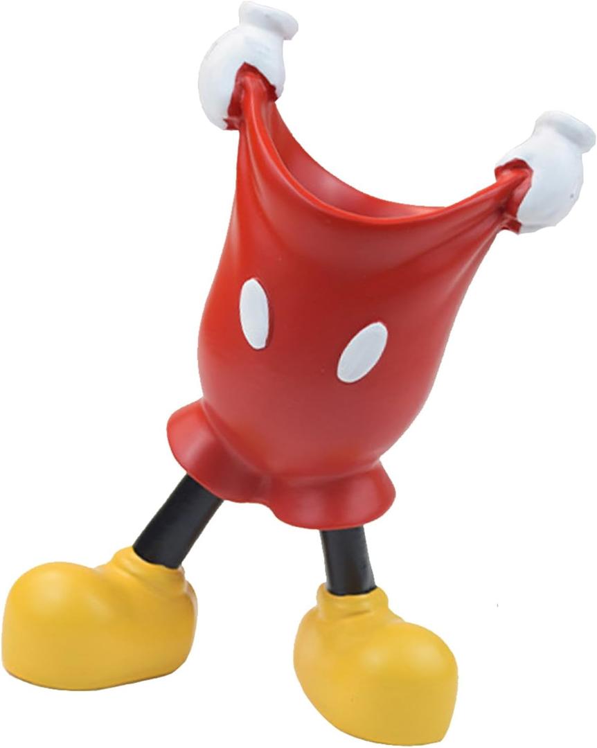 Cute Mouse Pen Holder for Desk, Resin Remote Control Holder,Cartoon Mouse Vase Makeup Brush Holder, Charming home office ornament,Unique Gift for Family and Friends. (Red trouser pen holder)