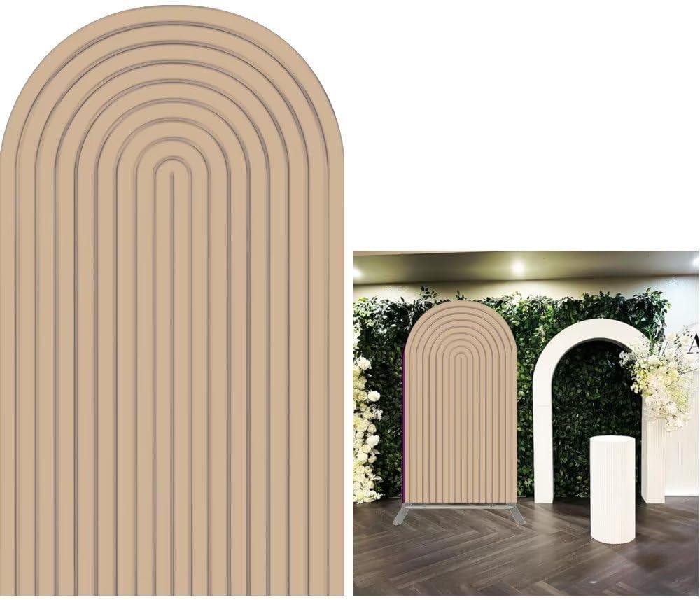 Arch Backdrop 7ft Height Ripple Pattern Arch Stand Covers Stretchy Spandex Fabric Pure Color Background for Birthday Baby Shower Party Decoration (ZUS-Arch-GX-1265)