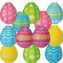 Wenqik 12 Pcs Easter Egg Paper Lanterns Party Decorations 10 Inch Spring Colorful Flower Dot Decorative Ceiling Hanging Lanterns for Home Easter Birthday Party Supplies, 6 Styles(Cute)
