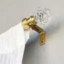 Brushed Gold Curtain Rod for Window 68-140 In, Crystal Ball End Drapery Rod 1 In Dia, 72-144 In Long Adjustable, Metal Single Rod, Acrylic Finials, Heavy Duty, Decorative Curtain Pole, For Bedroom Dorm