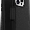 OtterBox iPhone 15 Pro (Only) Strada Folio Series Case - Shadow (Black), Card Holder, Snaps to MagSafe, Genuine Leather, Pocket-Friendly, Folio case